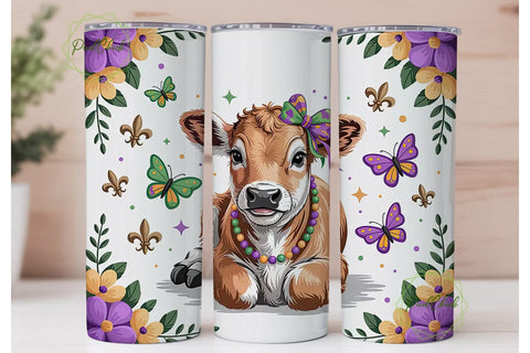 Mardi Gras Calf 20oz Tumbler Wrap Sublimation PixelChick 