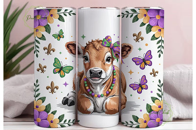 Mardi Gras Calf 20oz Tumbler Wrap Sublimation PixelChick 