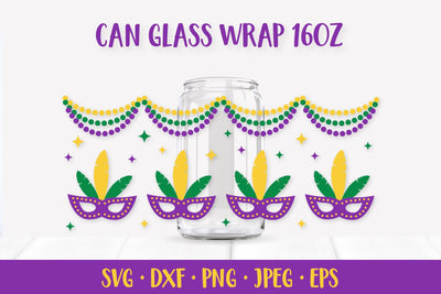 Mardi Gras Can Glass Wrap SVG. Carnival Glass Can SVG LaBelezoka 