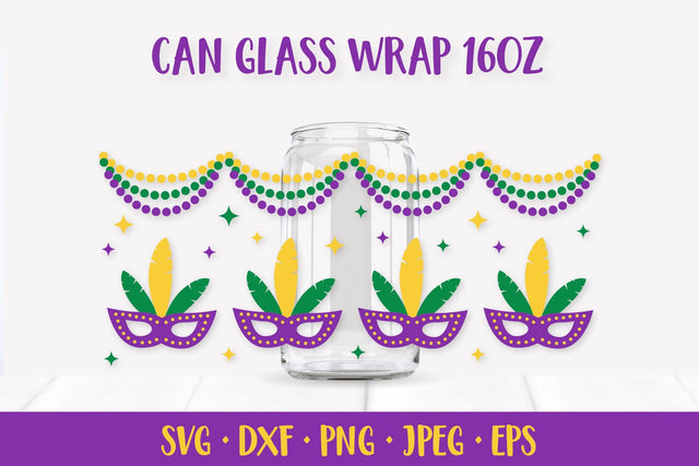 Mardi Gras Can Glass Wrap SVG. Carnival Glass Can SVG LaBelezoka 
