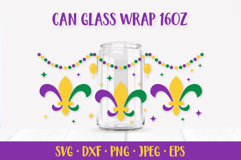 Mardi Gras Can Glass Wraps SVG. Carnival Beer Glass Can Wrap SVG LaBelezoka 