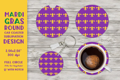 Mardi Gras car coaster sublimation Carnival round coaster 04 Sublimation LaBelezoka 