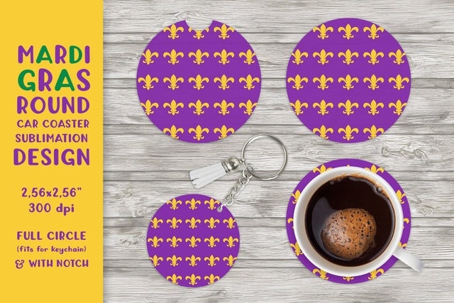 Mardi Gras car coaster sublimation Carnival round coaster 04 Sublimation LaBelezoka 
