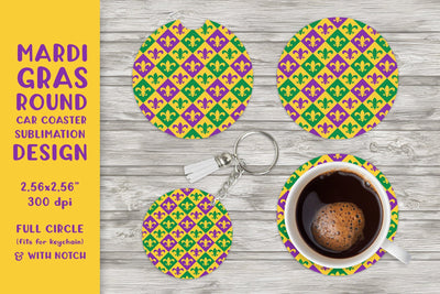 Mardi Gras car coaster sublimation Carnival round coaster PNG Sublimation LaBelezoka 