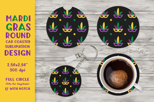 Mardi Gras car coaster sublimation Carnival round coaster Sublimation LaBelezoka 