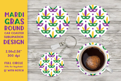 Mardi Gras car coaster sublimation Carnival round coaster Sublimation LaBelezoka 