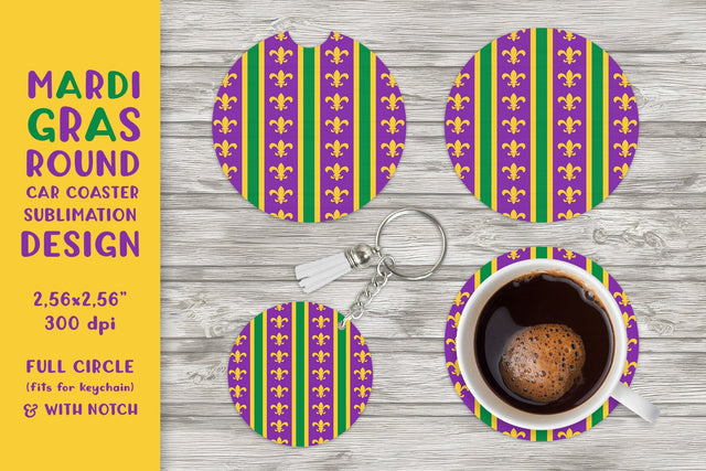 Mardi Gras car coaster sublimation Carnival round coaster Sublimation LaBelezoka 