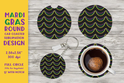 Mardi Gras car coaster sublimation Carnival round coaster Sublimation LaBelezoka 
