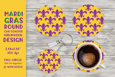 Mardi Gras car coaster sublimation Carnival round Sublimation LaBelezoka 