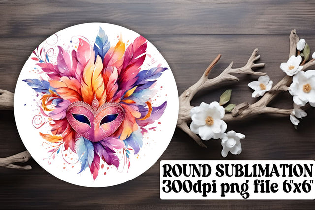 Mardi Gras Car Coasters - Circle Delights Sublimation afrosvg 