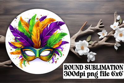 Mardi Gras Car Coasters - Circle Design Collection Sublimation afrosvg 