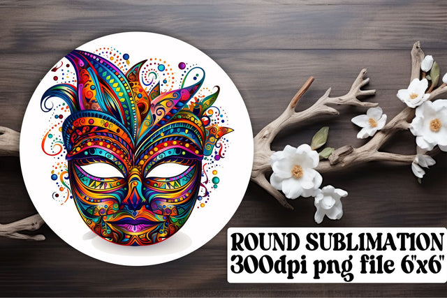 Mardi Gras Car Coasters - Circle Sublimation Art Sublimation afrosvg 