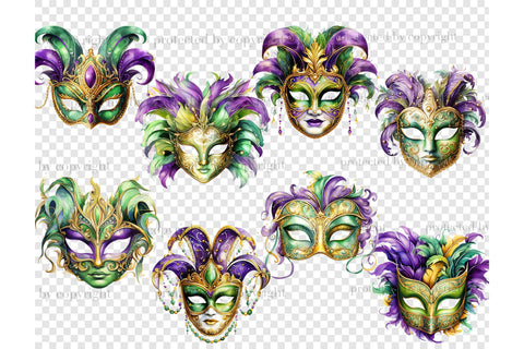 Mardi Gras Clipart | Carnival Mask PNG SVG GlamArtZhanna 