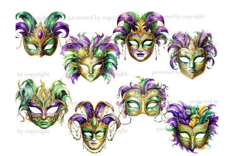 Mardi Gras Clipart | Carnival Mask PNG SVG GlamArtZhanna 