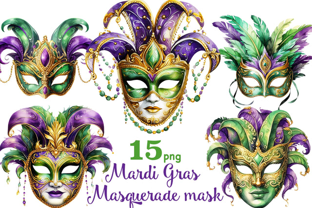 Mardi Gras Clipart | Carnival Mask PNG SVG GlamArtZhanna 
