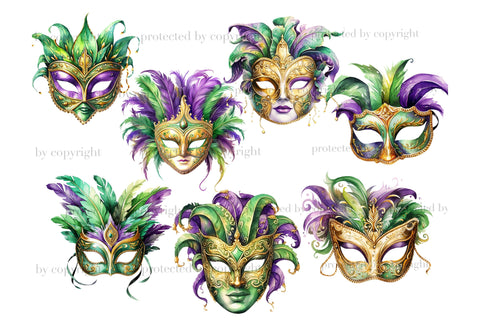 Mardi Gras Clipart | Carnival Mask PNG SVG GlamArtZhanna 