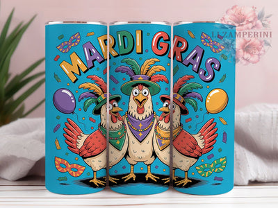 Mardi Gras Cockerel Tumbler, Carnival Rooster Wrap, Festive Party Cup, 20oz Sublimation Wrap, New Orleans Celebration Tumbler, Colorful Cockerel Design Cup, Mardi Gras Animal Theme Wrap Sublimation Li Zamperini 