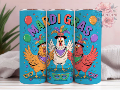 Mardi Gras Cockerel Tumbler, Carnival Rooster Wrap, Festive Party Cup, 20oz Sublimation Wrap, New Orleans Celebration Tumbler, Colorful Cockerel Design Cup, Mardi Gras Animal Theme Wrap Sublimation Li Zamperini 