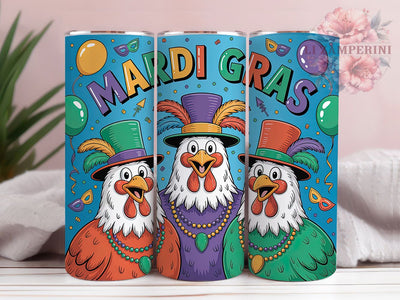Mardi Gras Cockerel Tumbler, Carnival Rooster Wrap, Festive Party Cup, 20oz Sublimation Wrap, New Orleans Celebration Tumbler, Colorful Cockerel Design Cup, Mardi Gras Animal Theme Wrap Sublimation Li Zamperini 