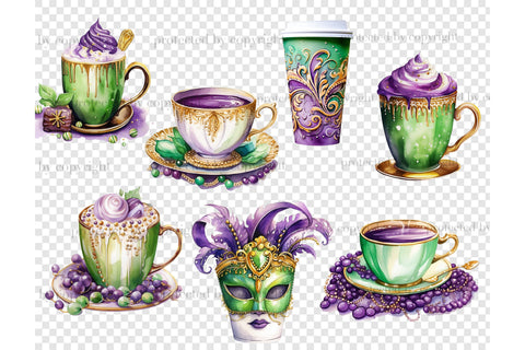 Mardi Gras Coffee Clipart | Carnival Graphics PNG SVG GlamArtZhanna 
