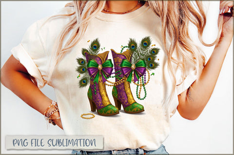 Mardi Gras Coquette Bow Cowboy Boots Sublimation Sublimation Shetara Begum 