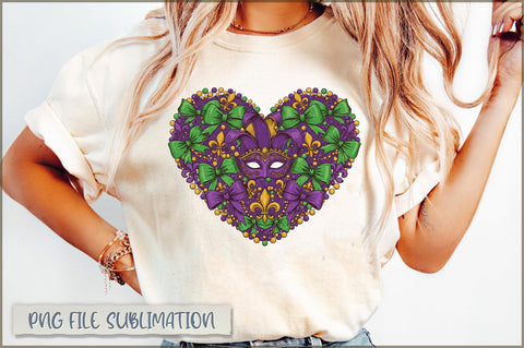 Mardi Gras Coquette Bow Heart PNG Sublimation Shetara Begum 