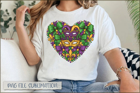 Mardi Gras Coquette Bow Heart PNG Sublimation Shetara Begum 