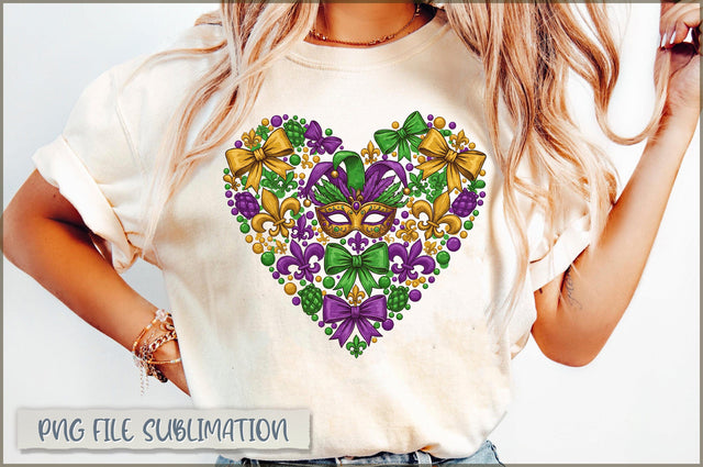 Mardi Gras Coquette Bow Heart PNG Sublimation Shetara Begum 