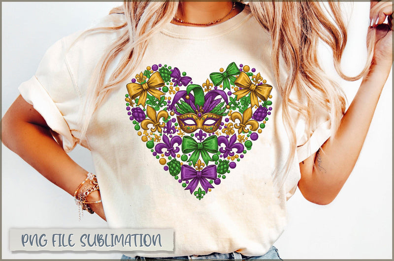 Mardi Gras Coquette Bow Heart PNG Sublimation Shetara Begum 