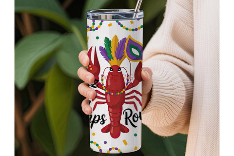 Mardi Gras Crawfish 20oz Tumbler Wrap Sublimation DesignSVG 