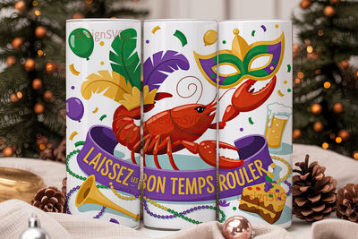 Mardi Gras Crawfish 20oz Tumbler Wrap Sublimation DesignSVG 