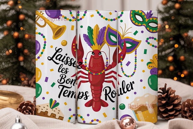 Mardi Gras Crawfish 20oz Tumbler Wrap Sublimation DesignSVG 