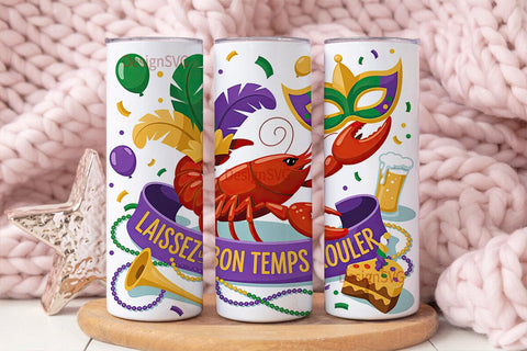 Mardi Gras Crawfish 20oz Tumbler Wrap Sublimation DesignSVG 