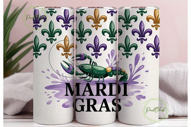Mardi Gras Crawfish 20oz Tumbler Wrap Sublimation PixelChick 