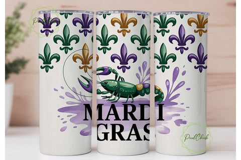 Mardi Gras Crawfish 20oz Tumbler Wrap Sublimation PixelChick 