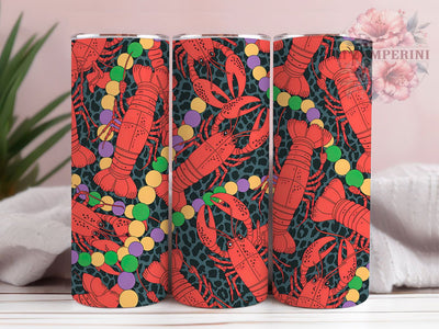 Mardi Gras Crawfish Tumbler, Carnival Seafood Wrap, Festive Party Cup, 20oz Sublimation Wrap, New Orleans Celebration Tumbler, Colorful Crawfish Design Cup, Mardi Gras Food Theme Wrap Sublimation Li Zamperini 