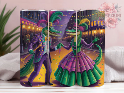 Mardi Gras Crocodile Tumbler, Mardi Gras Tumbler, Festive 20oz Wrap, Sublimation Design, Stylish Gift Idea, Carnival Wrap, Crocodile Mardi Gras Tumbler Sublimation Li Zamperini 