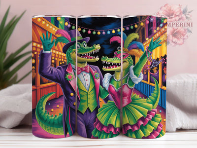 Mardi Gras Crocodile Tumbler, Mardi Gras Tumbler, Festive 20oz Wrap, Sublimation Design, Stylish Gift Idea, Carnival Wrap, Crocodile Mardi Gras Tumbler Sublimation Li Zamperini 