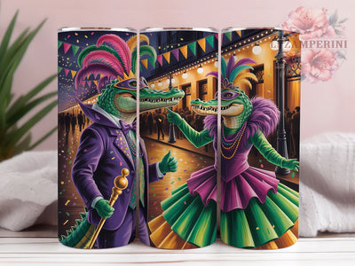 Mardi Gras Crocodile Tumbler, Mardi Gras Tumbler, Festive 20oz Wrap, Sublimation Design, Stylish Gift Idea, Carnival Wrap, Crocodile Mardi Gras Tumbler Sublimation Li Zamperini 