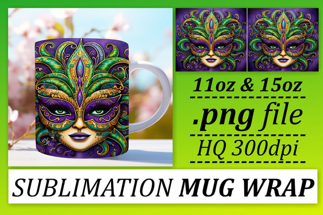 Mardi Gras Delights: Sublimation for 11oz & 15oz Mugs Sublimation afrosvg 