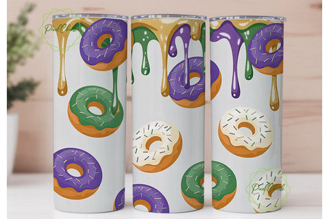 Mardi Gras Donuts Tumbler Wrap Sublimation PixelChick 