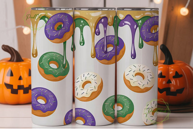 Mardi Gras Donuts Tumbler Wrap Sublimation PixelChick 