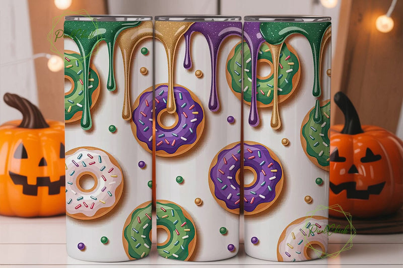 Mardi Gras Donuts Tumbler Wrap Sublimation PixelChick 