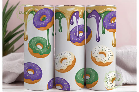 Mardi Gras Donuts Tumbler Wrap Sublimation PixelChick 