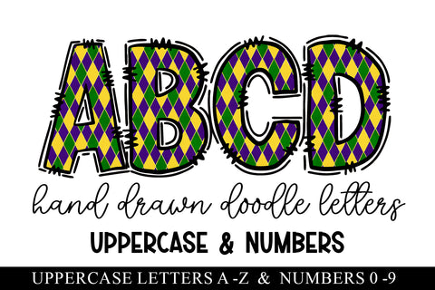 Mardi Gras Doodle Letter Alphabet Sublimation BijouBay 