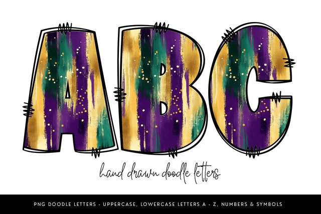 Mardi Gras Doodle Letters Sublimation BijouBay 