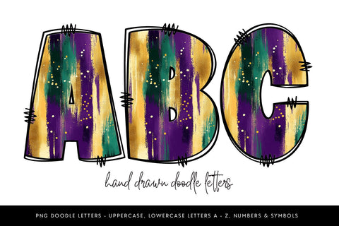 Mardi Gras Doodle Letters Sublimation BijouBay 