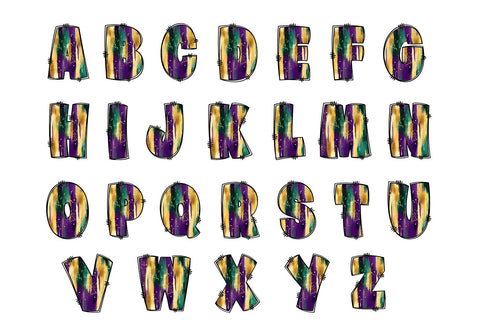 Mardi Gras Doodle Letters Sublimation BijouBay 
