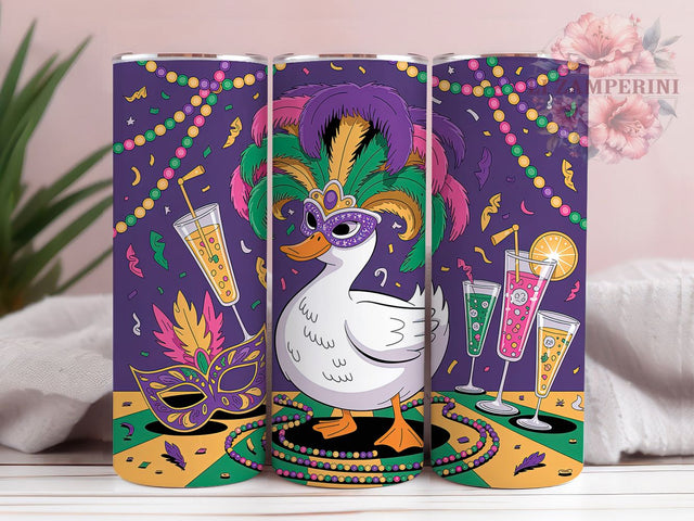 Mardi Gras Duck Tumbler, Carnival Duck Wrap, Festive Party Cup, 20oz Sublimation Wrap, New Orleans Celebration Tumbler, Colorful Duck Design Cup, Mardi Gras Animal Theme Wrap Sublimation Li Zamperini 