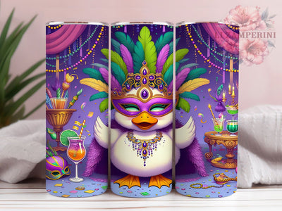 Mardi Gras Duck Tumbler, Carnival Duck Wrap, Festive Party Cup, 20oz Sublimation Wrap, New Orleans Celebration Tumbler, Colorful Duck Design Cup, Mardi Gras Animal Theme Wrap Sublimation Li Zamperini 